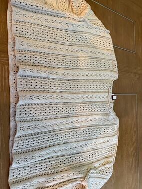 Women's Cream Openwork Knit Sweater